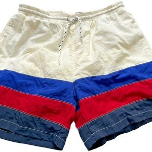 Kipling Shorts Swim Trunks Red White Blue Size XL Lined Inner Support Mesh Vtg